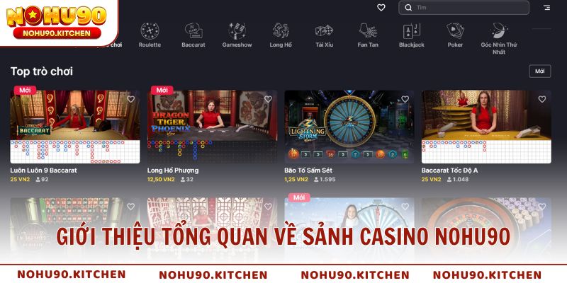 Giới thiệu tổng quan về sảnh casino NOHU90