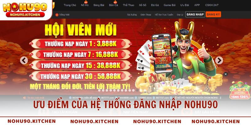 Ưu điểm của hệ thống đăng nhập NOHU90